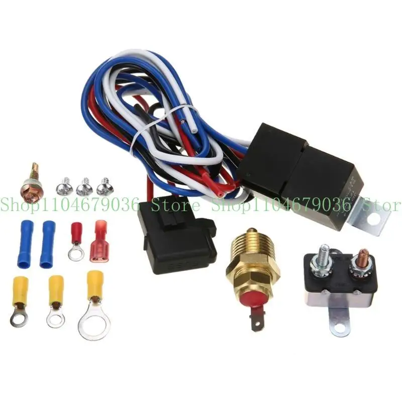 

652F Trucks Car Radiator 40A Electric Fan Relays Wire Harness Safe Electric Fan Thermostat Temperature Set Switch
