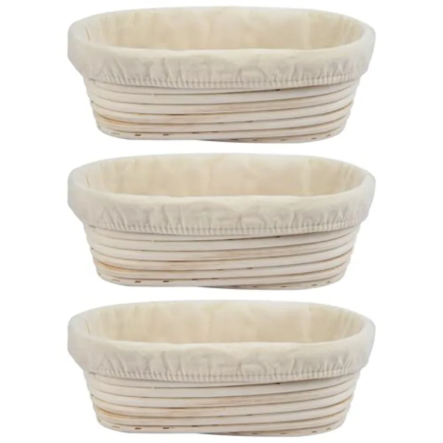 

3Pcs Banneton Bread Proofing Basket 10 inch Oval Banneton Basket Sourdough Proofing Basket Bread Bowl Handmade Rattan Baskets a