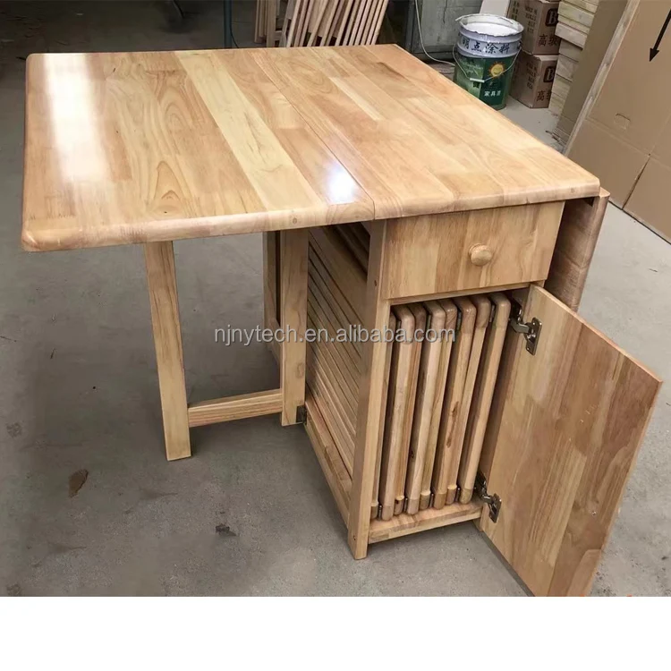 Wholesale Wooden Rectangle Space Saving Modern Minimalist Dining Foldable Table with 4 Folding Chairs