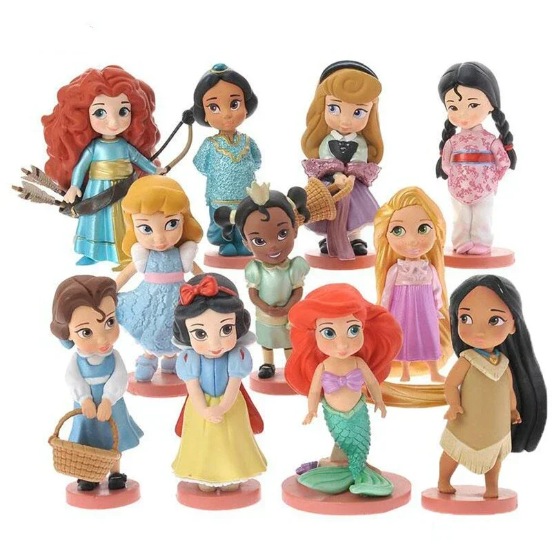 Disney Princess Rapunzel Snow White Cinderella Bell Fairy PVC Action Figures Disney Dolls Toys Girls Gift