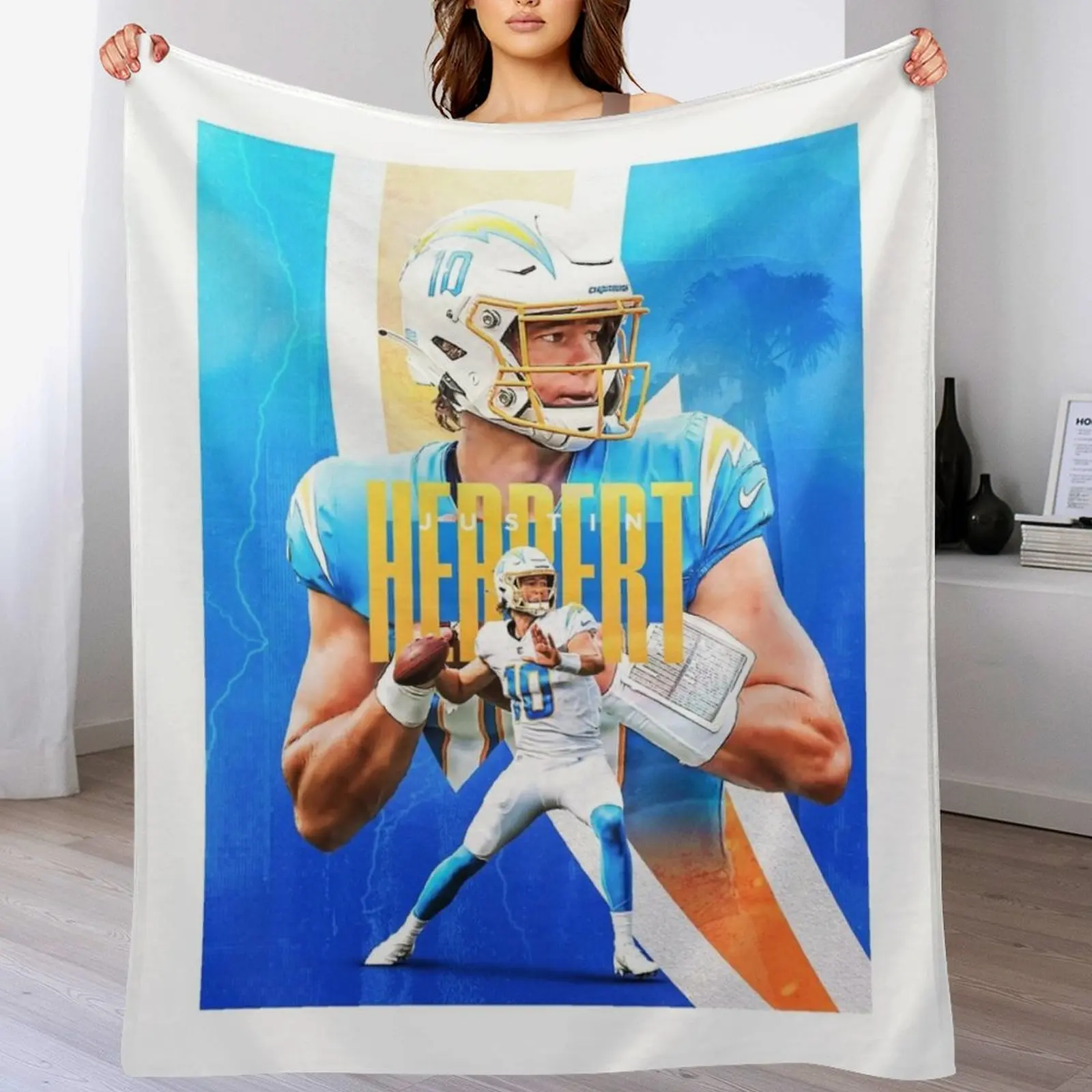 

Justin Herbert Throw Blanket Easy Care Comfortable Blanket for Couch