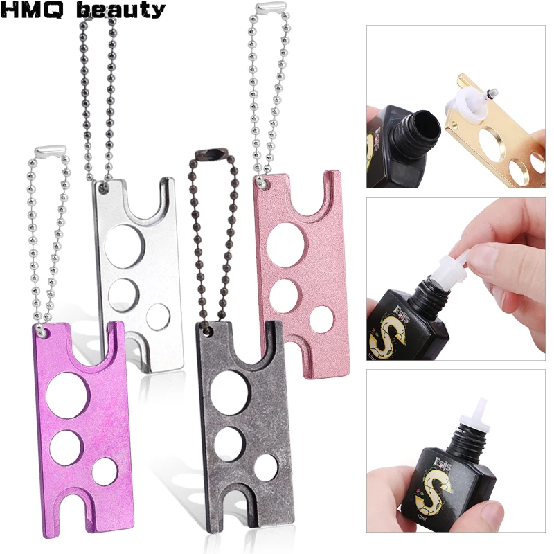 Stainless steel Caps Opener for Universal Eyelash Glue Replacement Bottle Mouth Head Anti-blocking Eyelash Tool