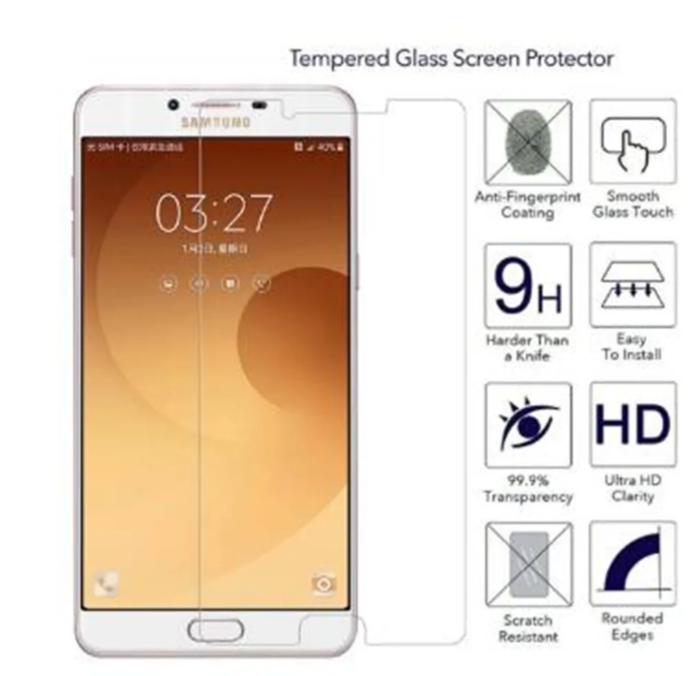 9h vidro temperado para samsung galaxy c5 c7 c9 c8 c10 pro filme protetor de tela para samsung galaxy c7 c7 pro vidro