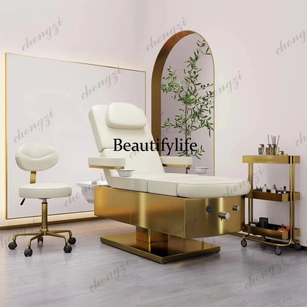 Beauty Professional Luxury Design Facial Pedicure Bed Multi-Functional Face Care Beauty Shampoo Bed Wih Foot Bathtub