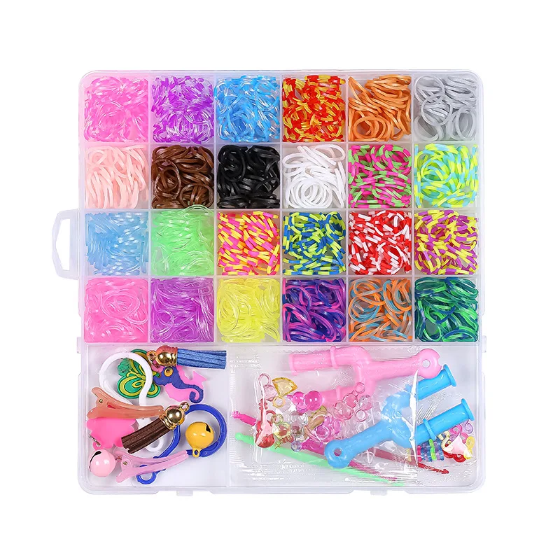 15-40 الوتد قوس قزح تلوح في الأفق عدة ملونة DIY بها بنفسك الحرفية النسيج تلوح في الأفق التعليمية سوار صنع مجموعة هدية عيد ميلاد صندوق الحرف