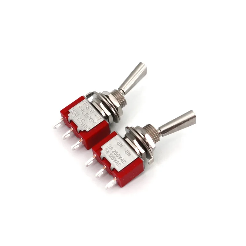 5Pcs SH T8013-U Flatted Lever 3Pin ON-ON 2ตำแหน่ง SPDT Mini Saklar Toggle สำหรับรีโมทคอนโทรล