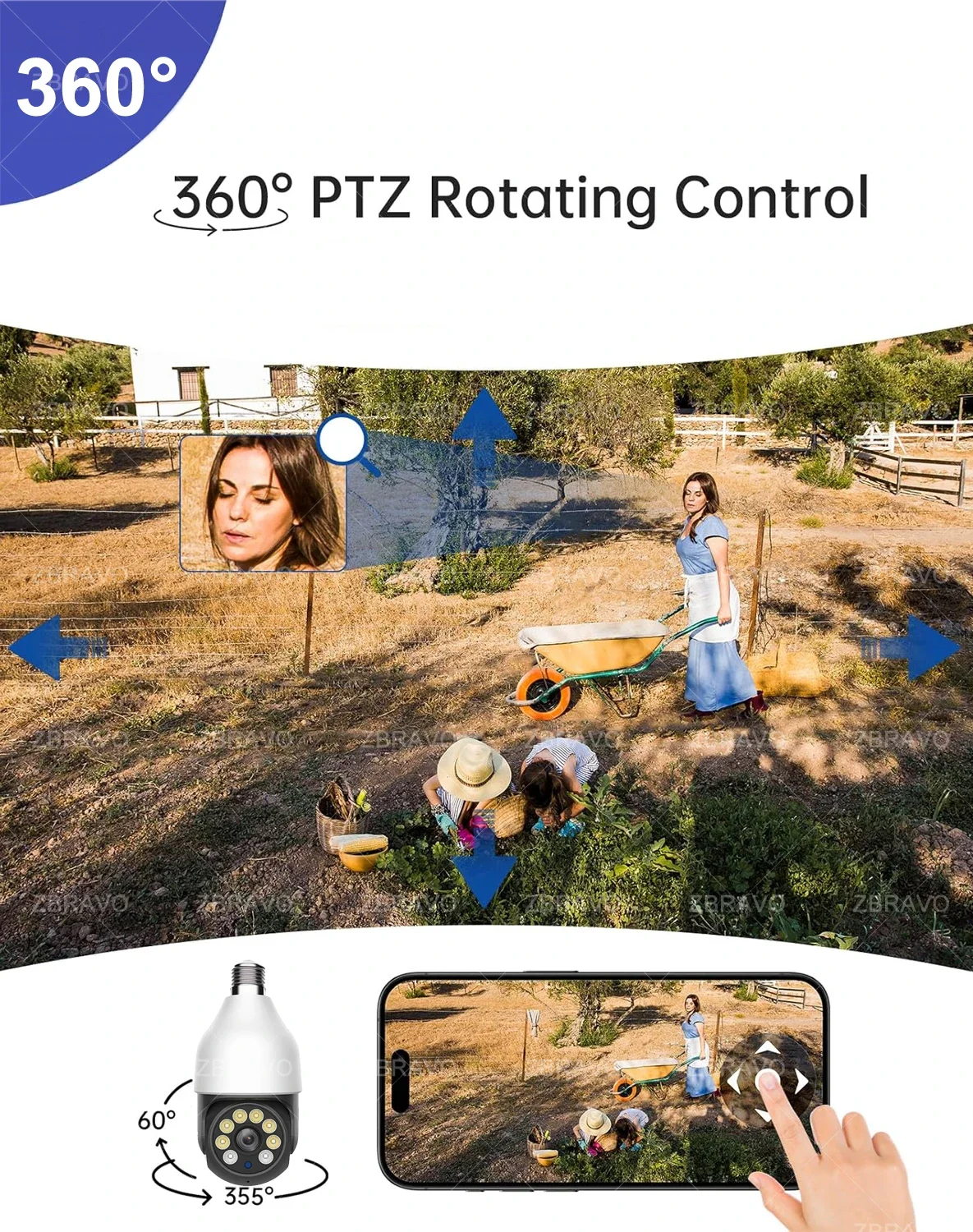 5MP Tuya 5G E27 Bulb Wifi Camera Indoor PTZ Color Night Vision Two Way Audio Wireless Security Camera Auto Tracking Mini Camera