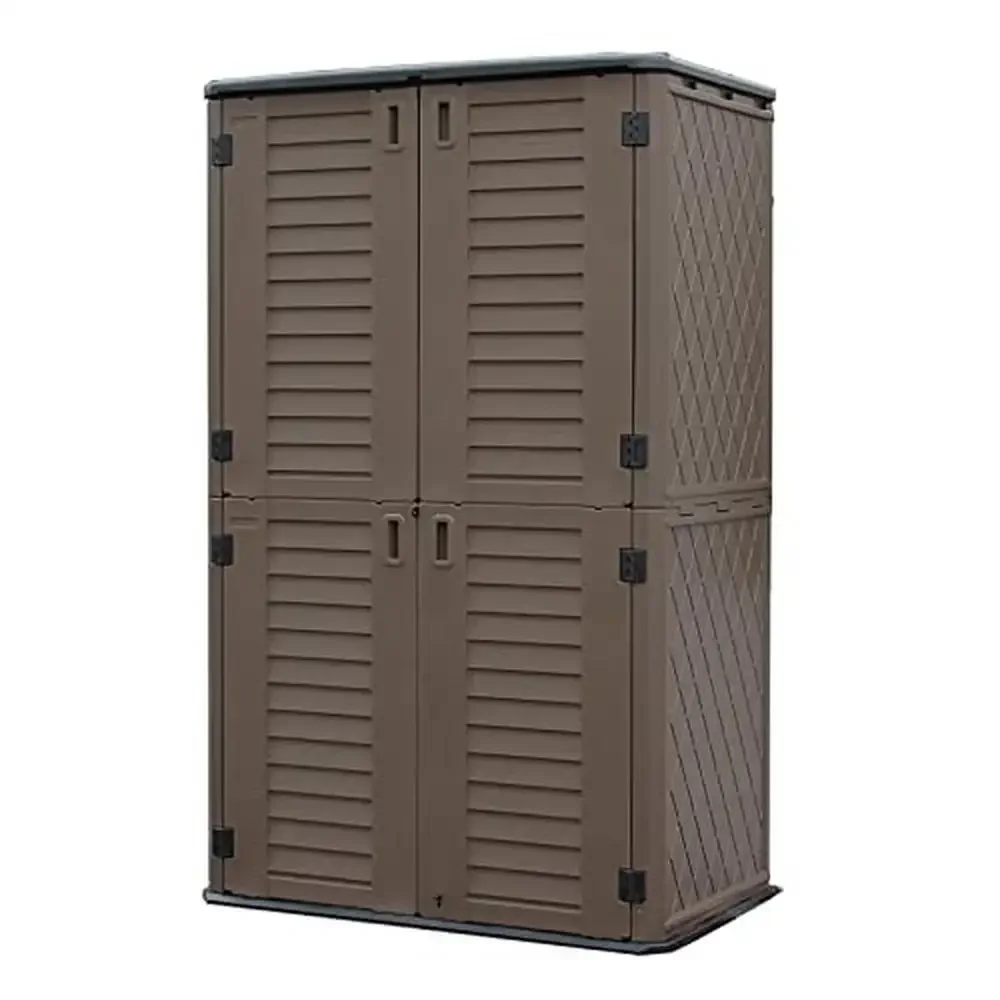 

Outdoor Vertical Storage Cabinet 66 Cu.ft Waterproof Garage Pool Shed Resin Durable Design Universal Accessory Yard Tool Garden