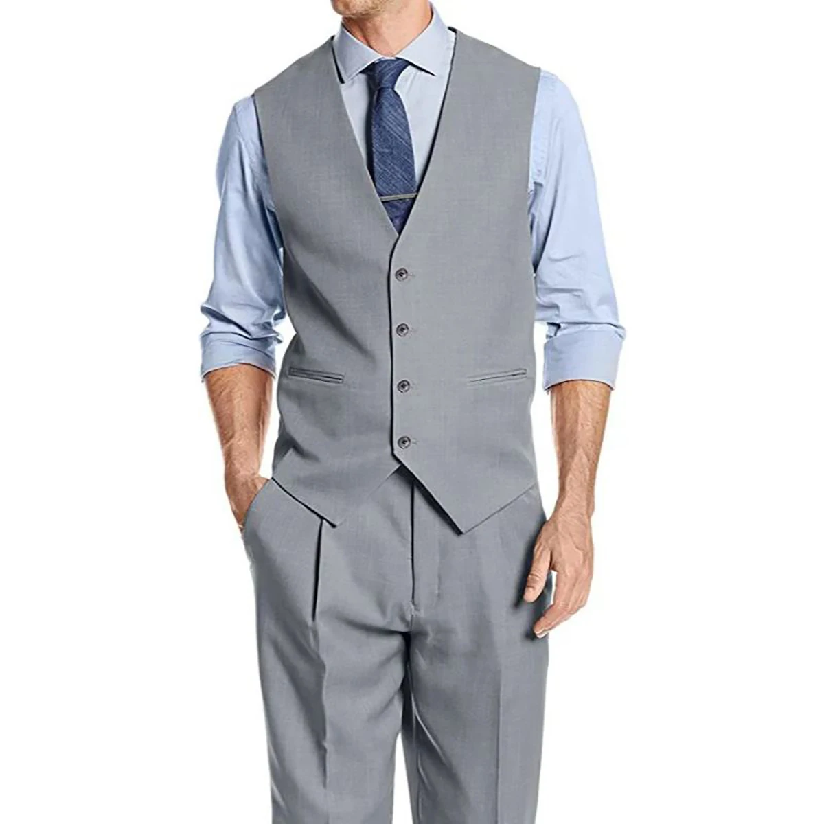 Trajes formales para hombre, esmoquin de Color sólido con solapa con muescas, Blazer de un solo pecho personalizado, chaleco, pantalones a medida para novio y negocios, 3 piezas