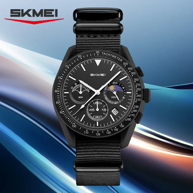 

SMKEI Fashion Sun, Moon, and Stars Six-Hand Multifunction Quartz Watch Outdoor Casual Versatile Waterproof Watch