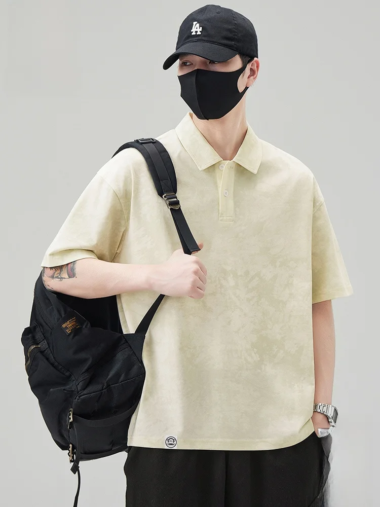 

Loose Fit Men's T-irt Dyed ort Sve irt Youth Faion Casual Cotton Polyester Blend Summer Wear