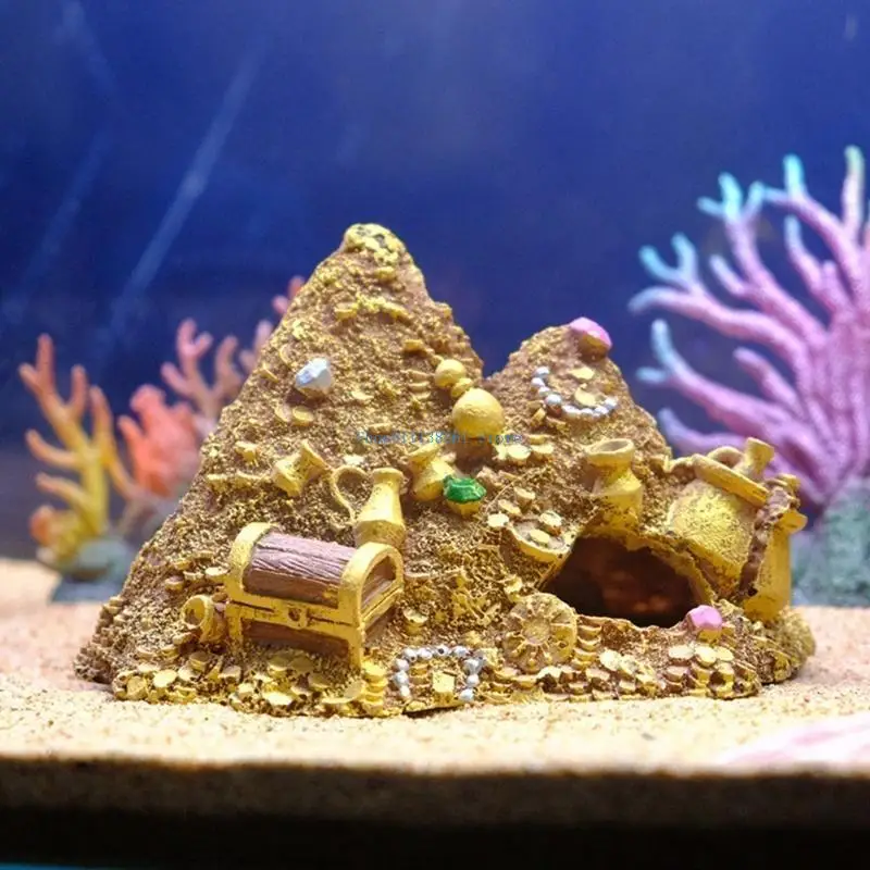 

H05E Fish Shrimp Tanks Treasure Cave Ornaments Aquariums Landscaping Figurine