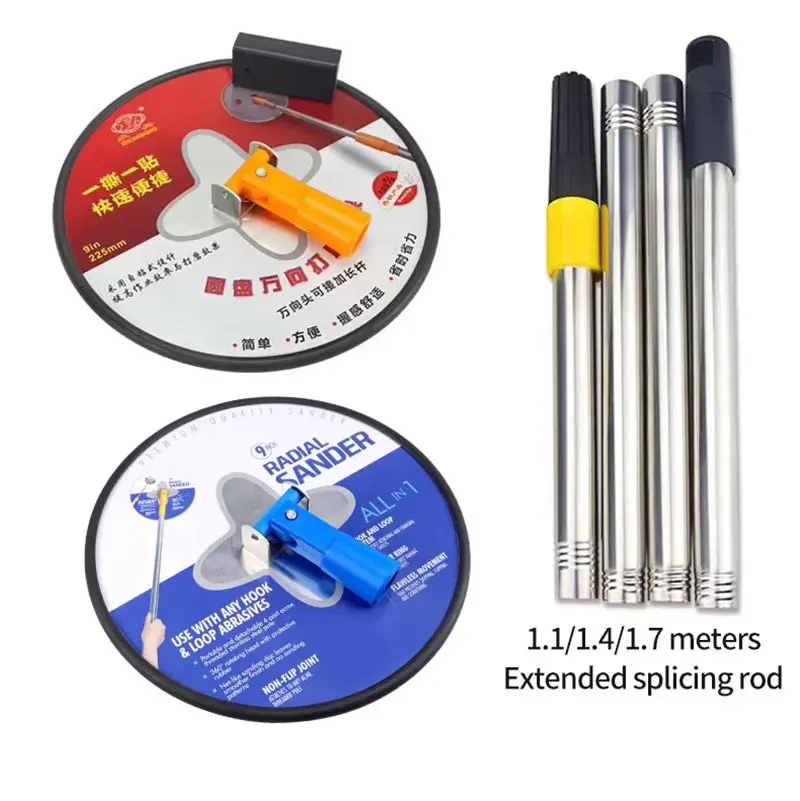 9 Inch Drywall Sander with Extension Pole for Wall Cleaning and Polishing 360 Circular Radial Sander with LED Light for Dry Wall