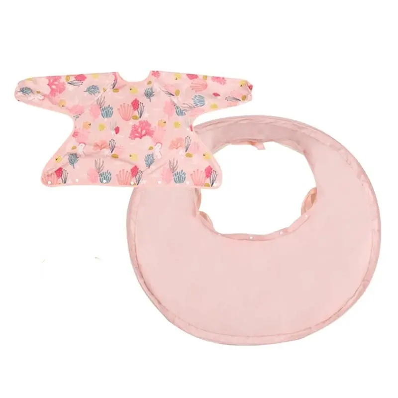 PZHI-Infant Feeding Table Cover For Chair Toddler Bib Mess Proof Long Sleeve Smock Attaches To Feeding Eating Table Mat B