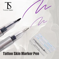 Tattoo Skin Marker Pen Tool Accessories Surgical Skin Marker for Eyebrow 0.5mm/1mm Fixed Point Pen with Ruler Set Tools