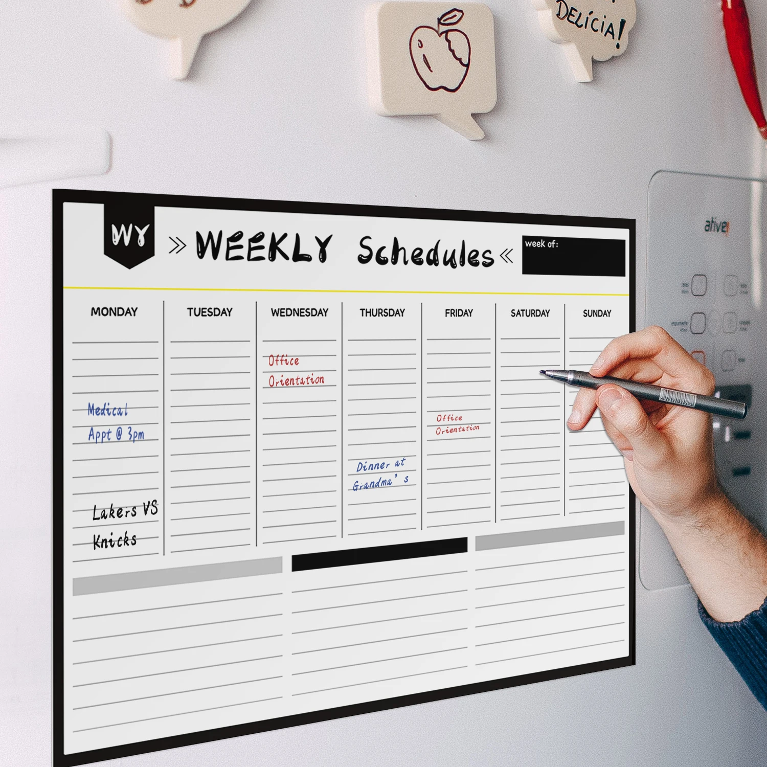 Kitchen Notes Magnetic Monthly Weekly Planner Calendar Table Dry Erase Whiteboard Blackboard Fridge Sticker Message Board Menu