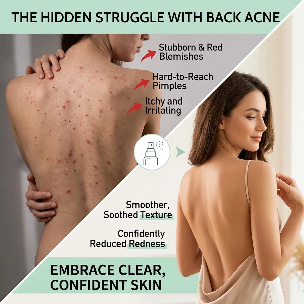 Salicylic Acid Back Acne Spray Natural Tea Tree Oil Clean Shrink Pores Oil Control Repair Acne Mark Removal Body Skincare Spray - view 3