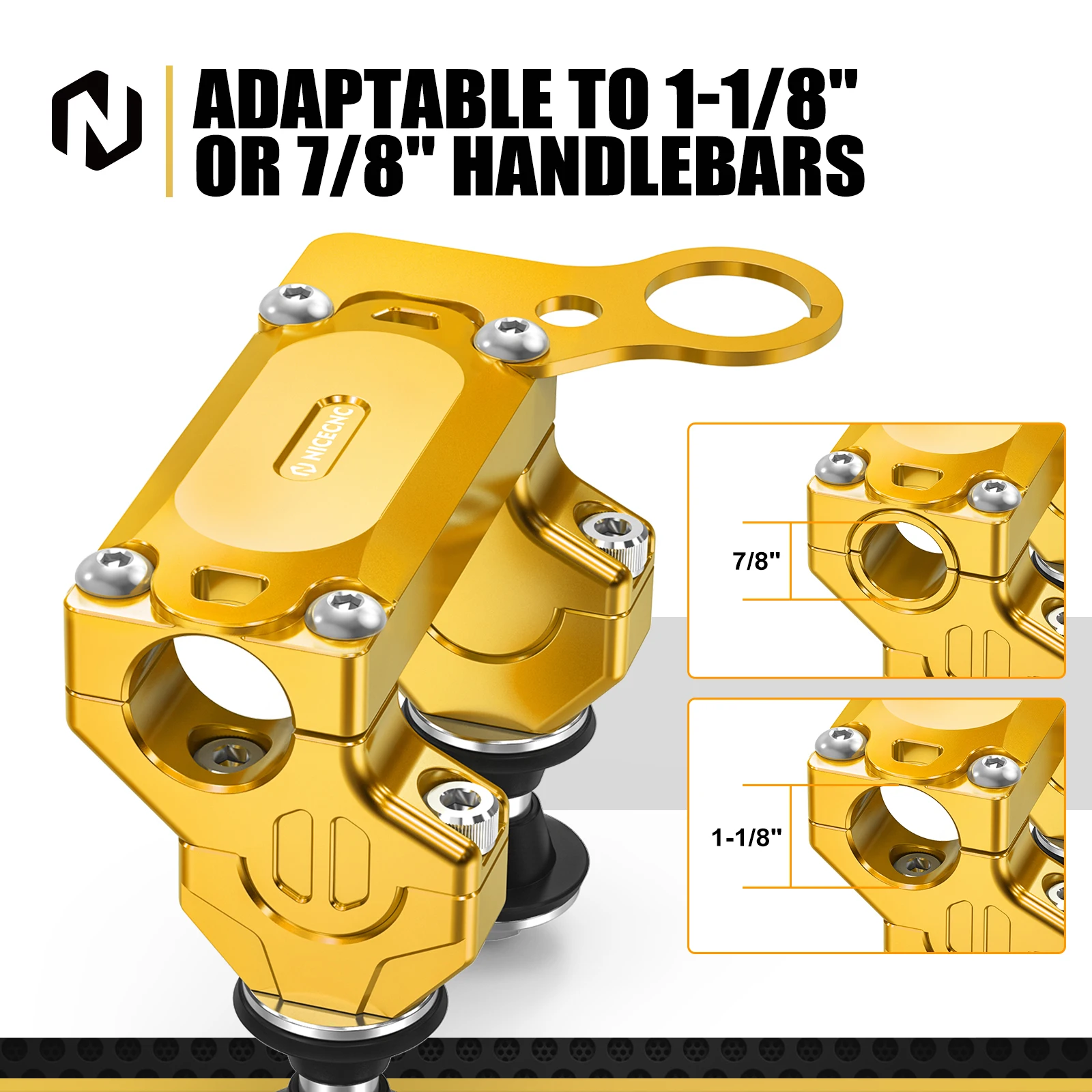 NICECNC For 2024 Suzuki DRZ400SM DR-Z400SM DR-Z400 SM 2005-2024 Motorcycle Handlebar Bar Riser Mount Clamp Offset Adapters Kit - Image 5