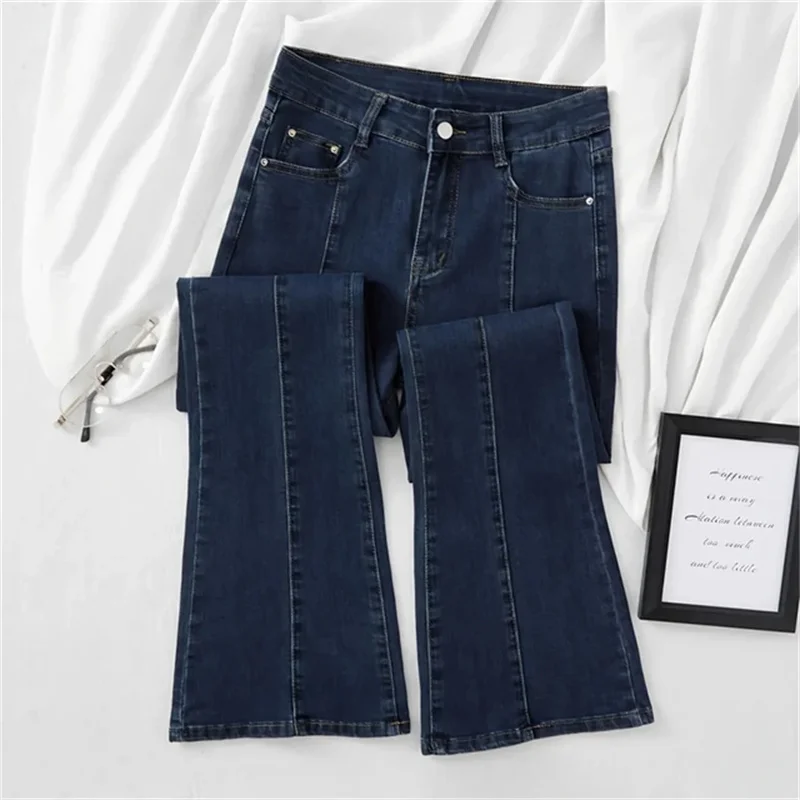 Dames Hoge Taille Veelzijdige Jeans Lente Herfst Mode Zelfteelt Dames Broek Elegante Trend Dame Micro Uitlopende Broek