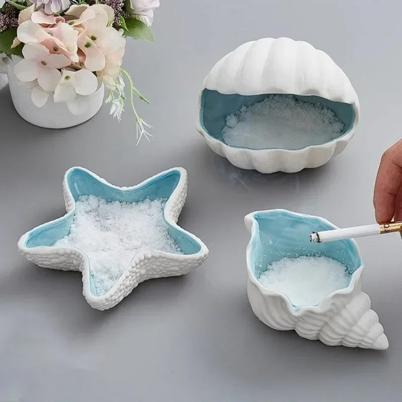 Starfish Shell Storage Tray Dresser Tabletop Earrings Tray Ceramic Storage Plate Modern Ring Jewelry Display Home Decor