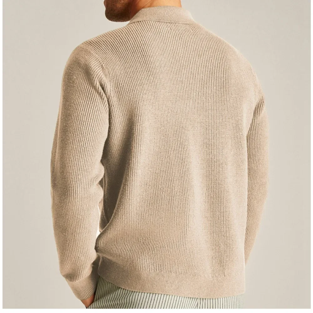 Luxury Autumn Winter Warm Knitted Cardigan Mens Vintage Coat Button Lapel Long Sleeve Knit Wool Sweater Fashion Pocket Outerwear