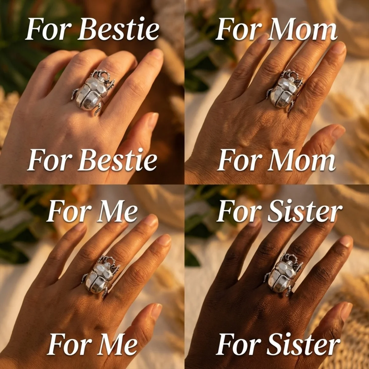 Kreative Insekten-Zikaden-Käfer-Öffnungsringe für Damen und Herren, Vintage-Punk-Metall-Tier-Fingerring, Party- und Alltagsmode-Schmuck – Detail 11