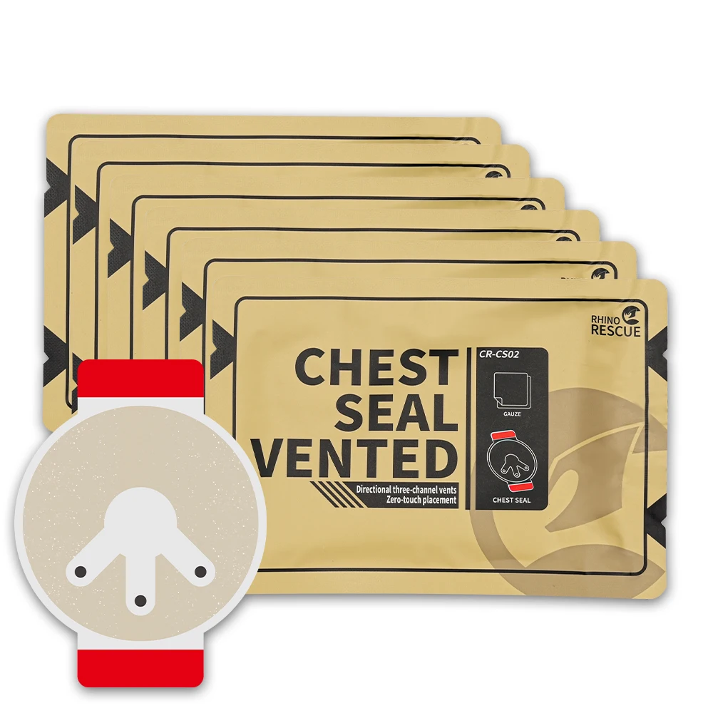 Ce Approved Rhino Rescue Chest Seal Vent Medical Combat Chest Seal Vented With Valved Wound Dressing Trauma Bandage