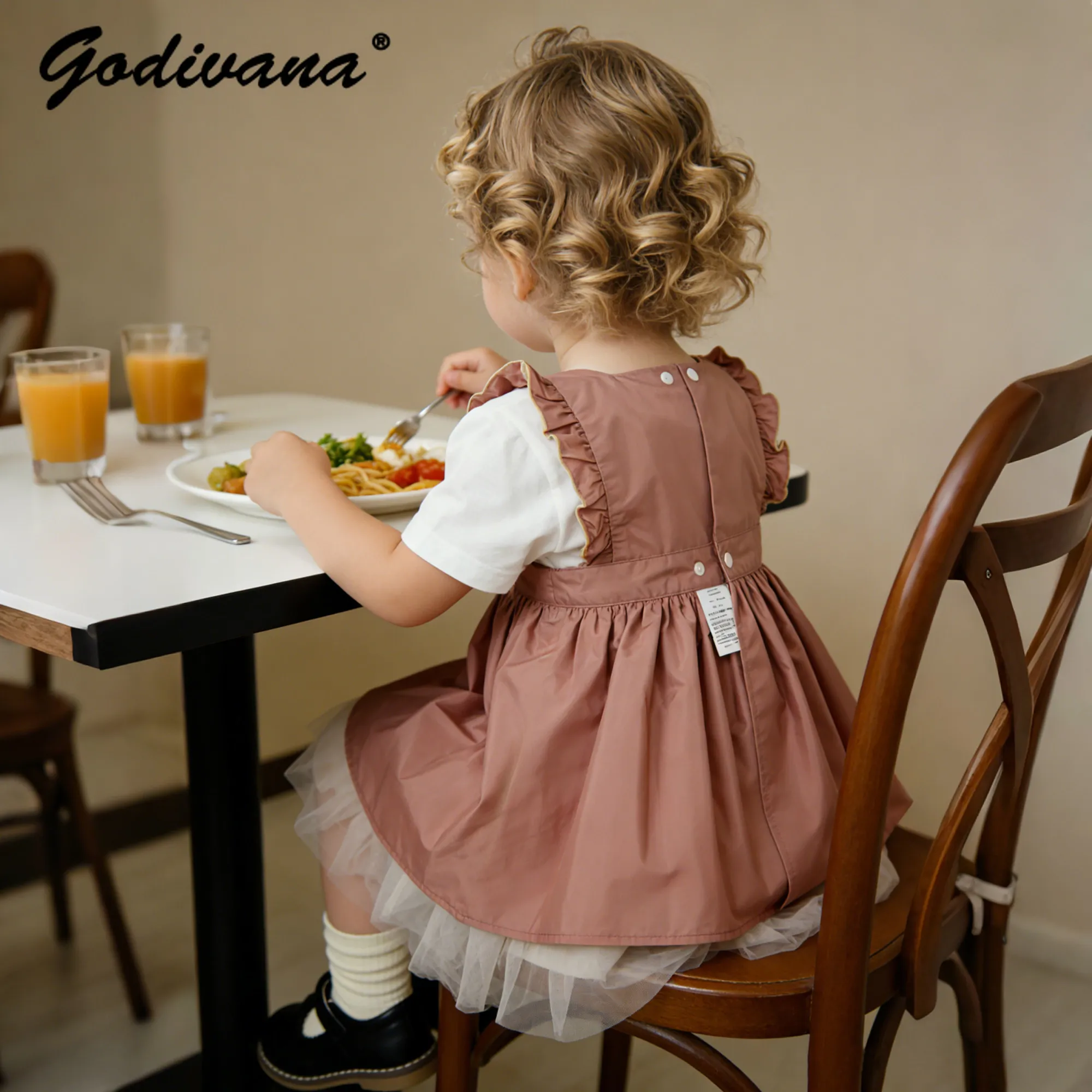 2026 New Baby Girls Painting Dress Childrens Outer Wear Breathable Sleeveless Ruffle Trim Blouse Sweet and Cute Waterproof Apron