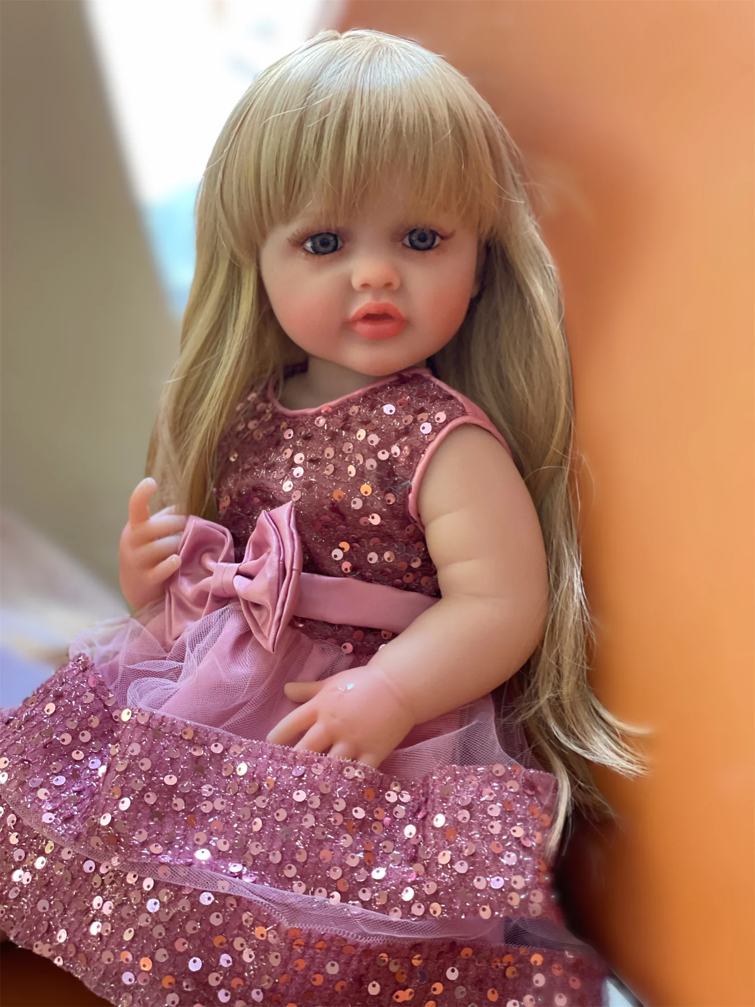 

55cm Washable Bettie Full Body Vinyl Bebe Reborn Girl With Princess Dress Soft Touch Feeling Lifelike Real Reborn Toddler Doll