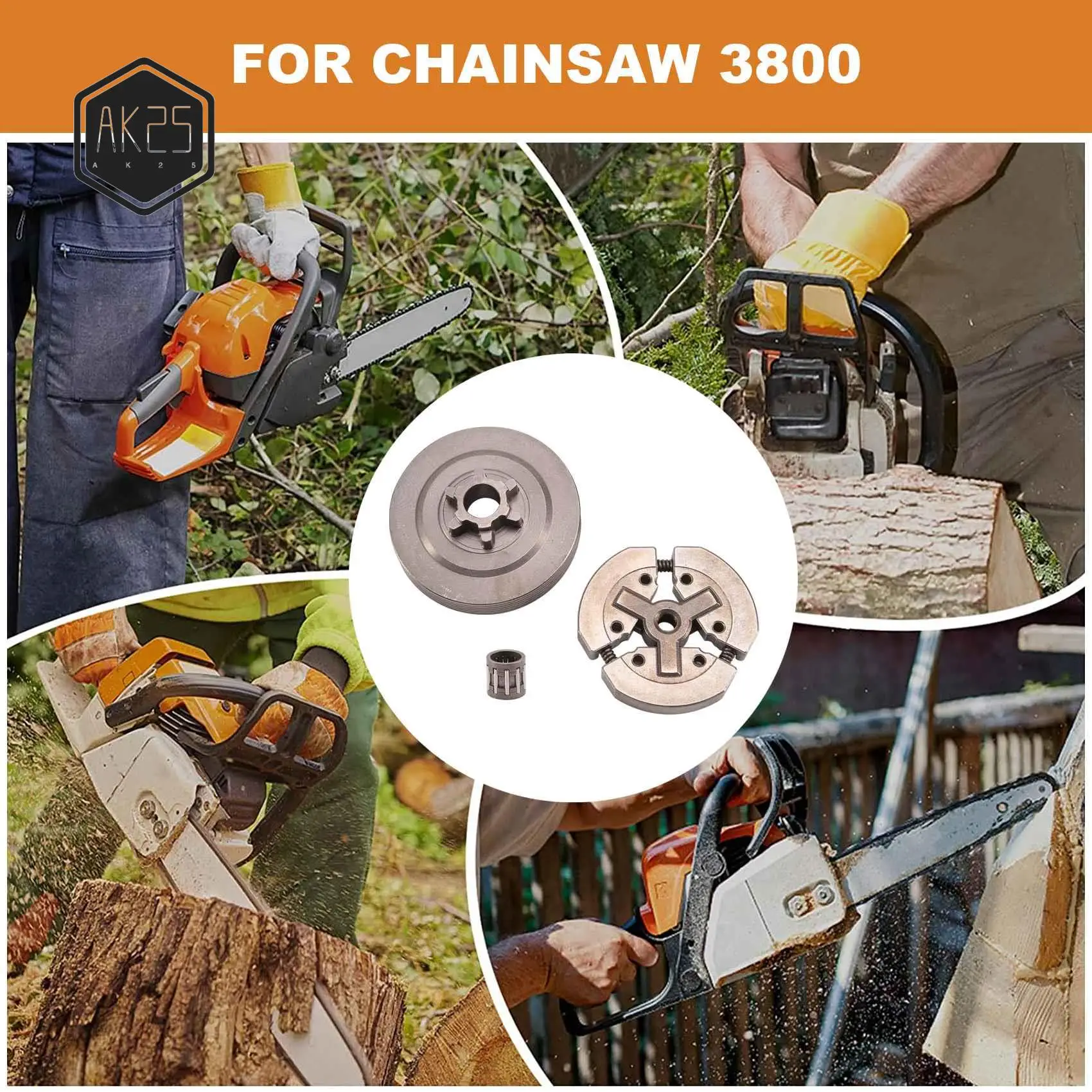 

AK25-3/8 Барабан сцепления, сцепление игольчатый подшипник подходит для китайской бензопилы 3800.