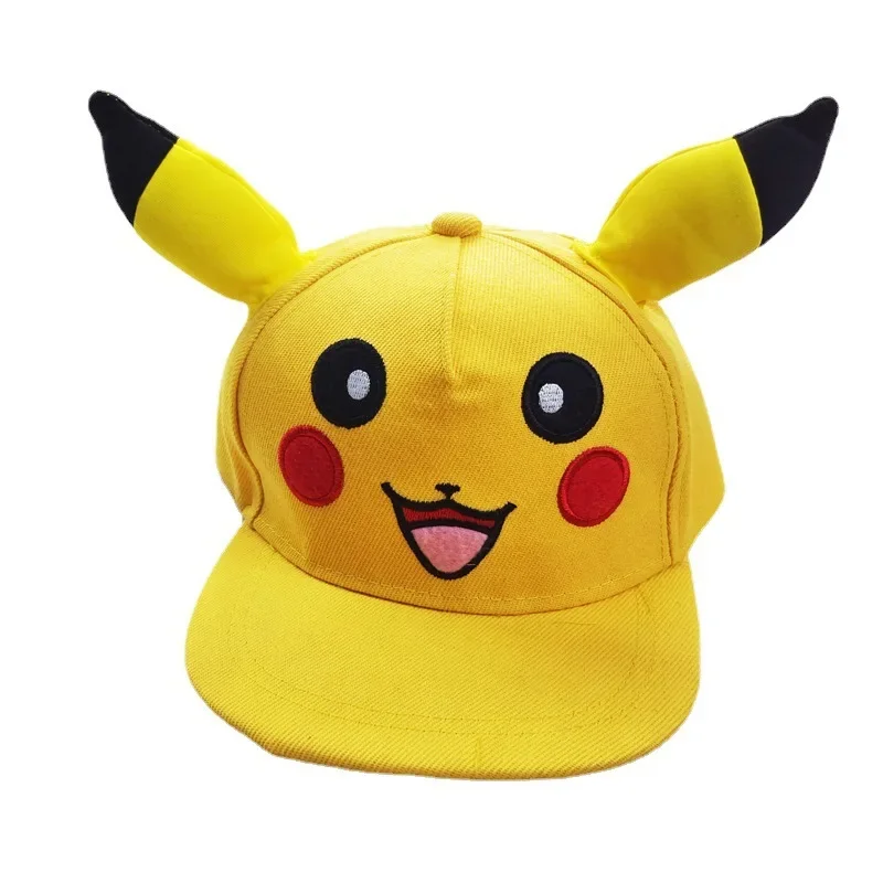 Pokemon Kawaii Boné De Beisebol Para Crianças, Ajustável, Peaked, Anime, Hip Hop, Orelha, Borda Plana, Bonito, Pikachu, Cosplay, Presentes De Halloween