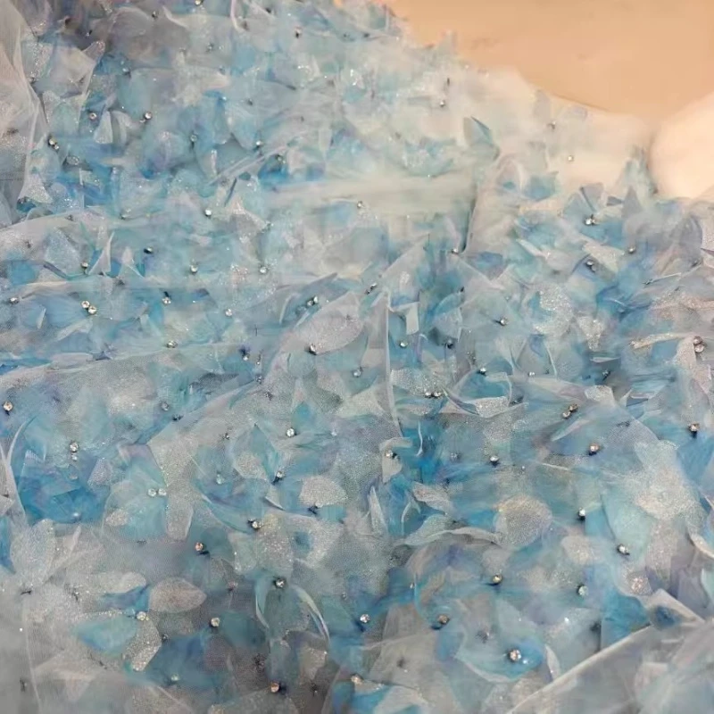 

Сине-розовая сетчатая ткань с бабочками для свадебных и сценических костюмов, реквизит для фона, модная дизайнерская одежда для шитья своими руками