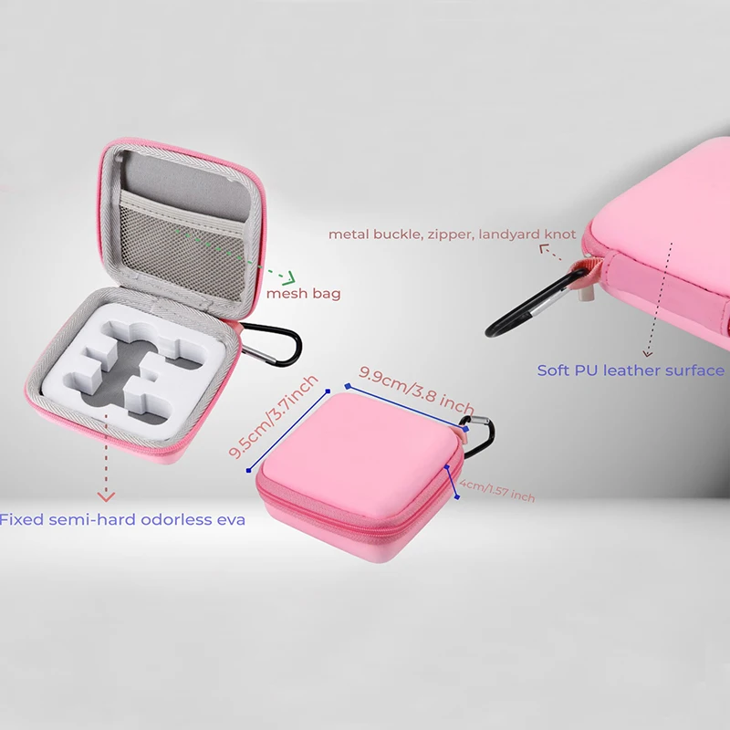 Estuche de transporte de viaje rosa para micrófono Lavalier inalámbrico Mini micrófono Collar micrófono BOYA micrófono K9 WM189 micrófonos inalámbricos