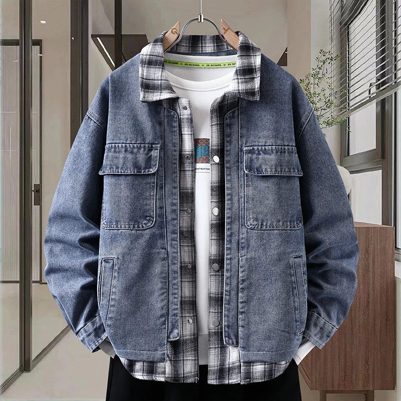 

Новая мужская повседневная джинсовая куртка свободного кроя 2026 года в корейском стиле: модная, дышащая, удобная, для подростков, стильная верхняя одежда