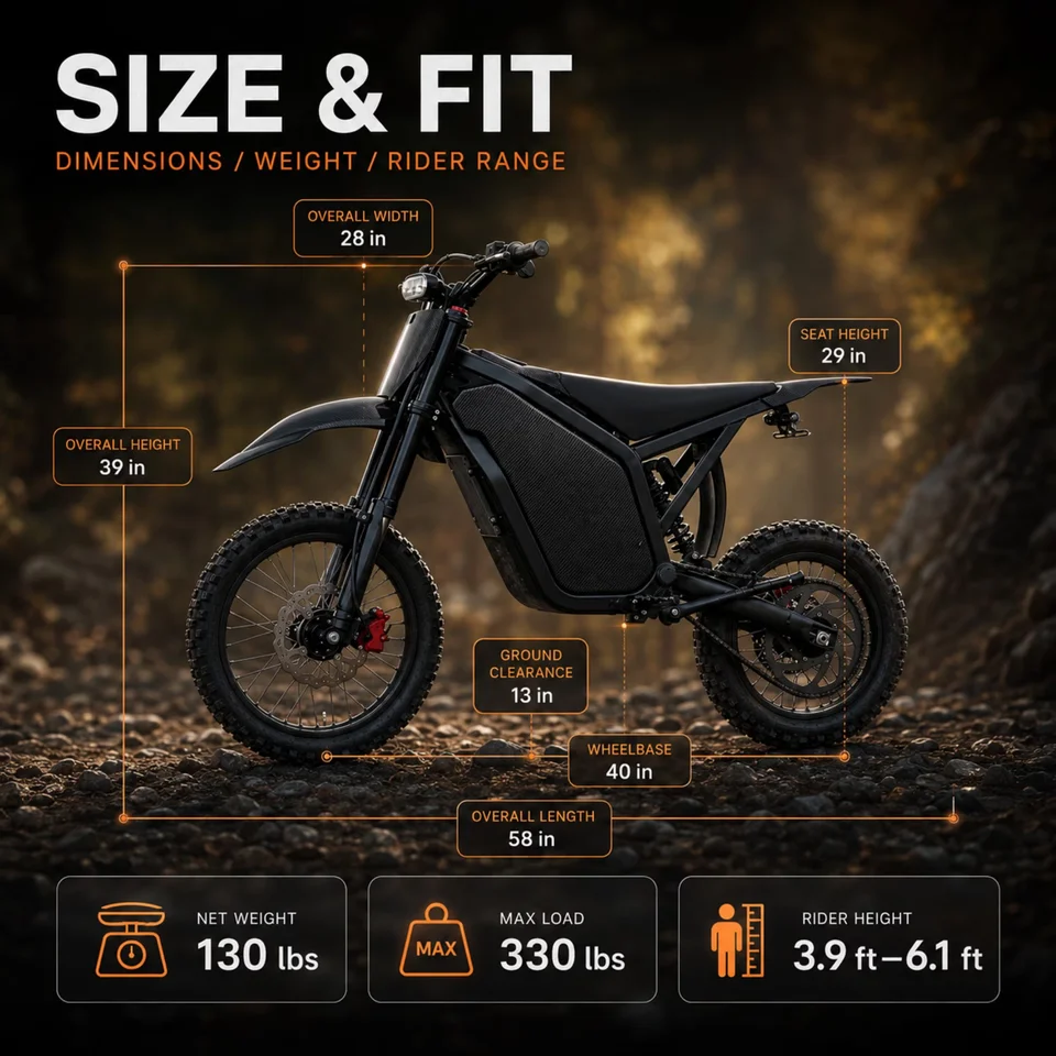 4000W Electric Dirt Bike 48V 23AH Battery Off-Road Motorcycle E-Bike Speed up to 45 Mph Dirt Bike 14/12" Fat Tire Electric Motorcycle image 4