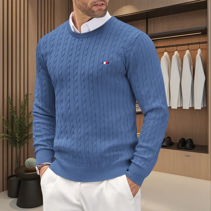 Picture 6: Luxury brand men's knitted round neck pullover sweater no pilling fashionable embroidery design spring and autumn casual sweater