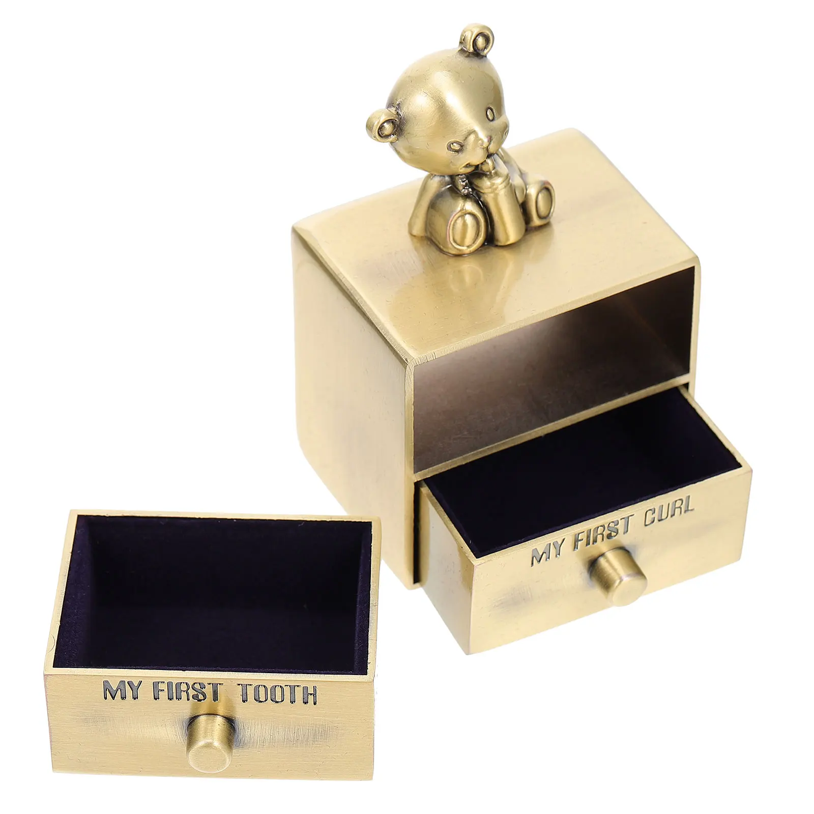 

1pc Baby Keepsake Box Cute Deciduous Tooth Storage Drawer With Bear Lightweight Portable Infant Hair Teeth Kids