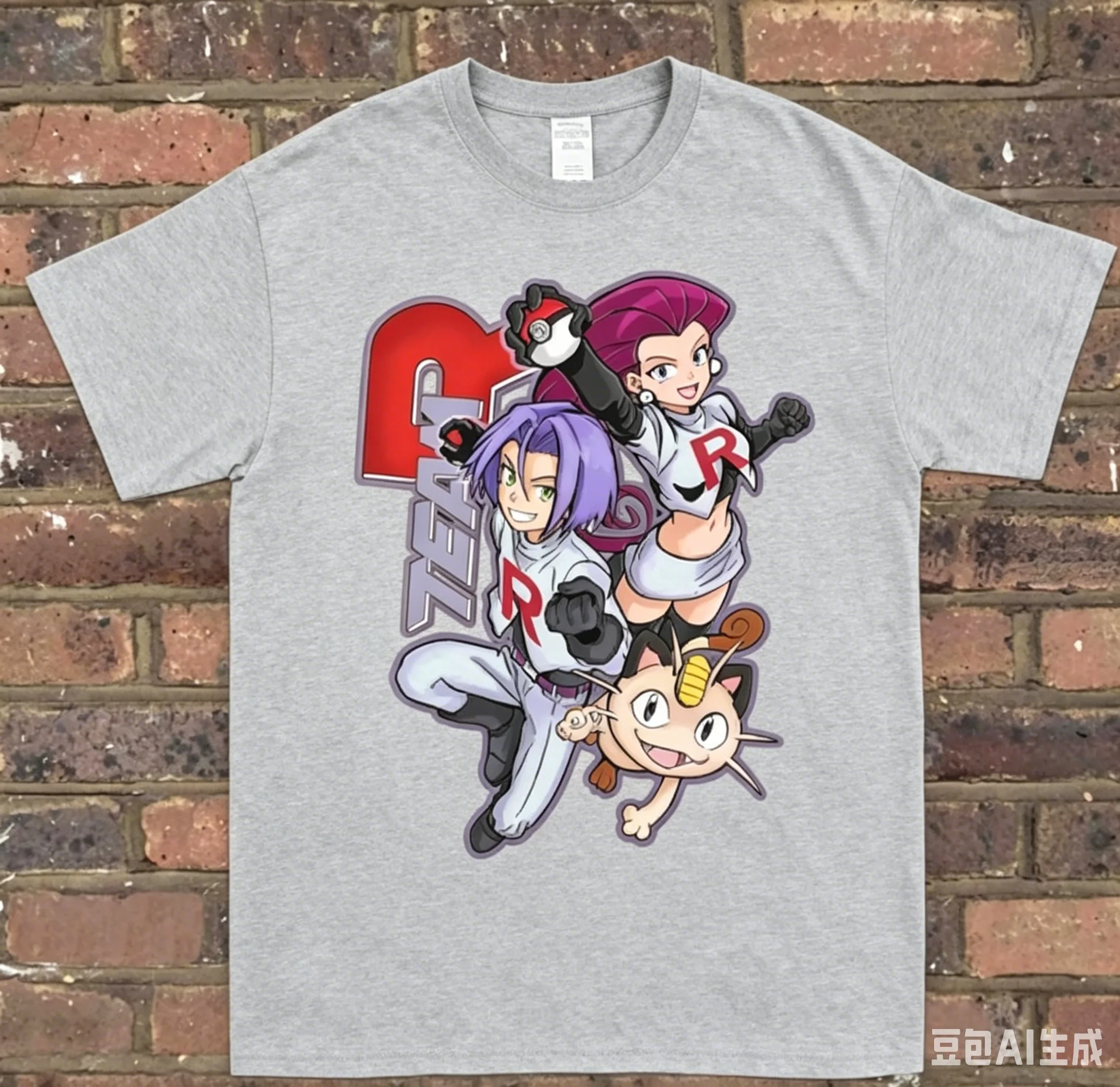 Neueste klassische Pokémon-Charaktere für Erwachsene und Kinder, Joey Junsha Rockets Retro Anime Lose Baumwoll-Kreativ-Kurzarmshirts – Detail 7