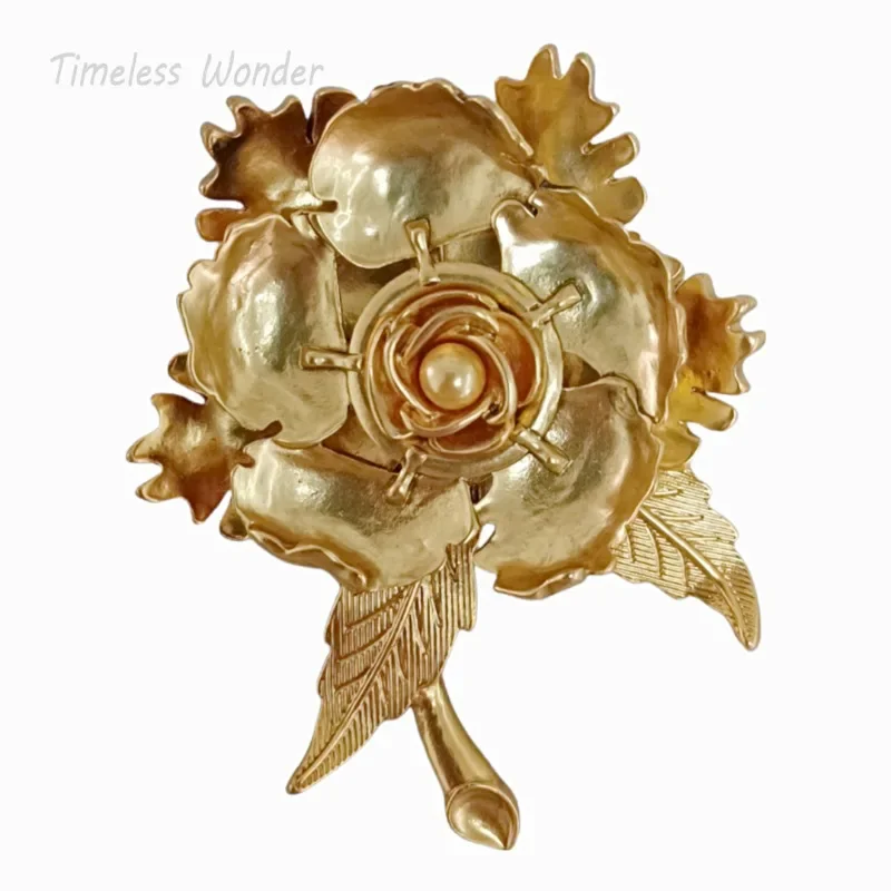 

Timeless Wonder Retro Geo 3D Floral Brooch Pins for Gown Women Designer Jewelry Runway Rare Luxury Gift Top Rare Cute 5255