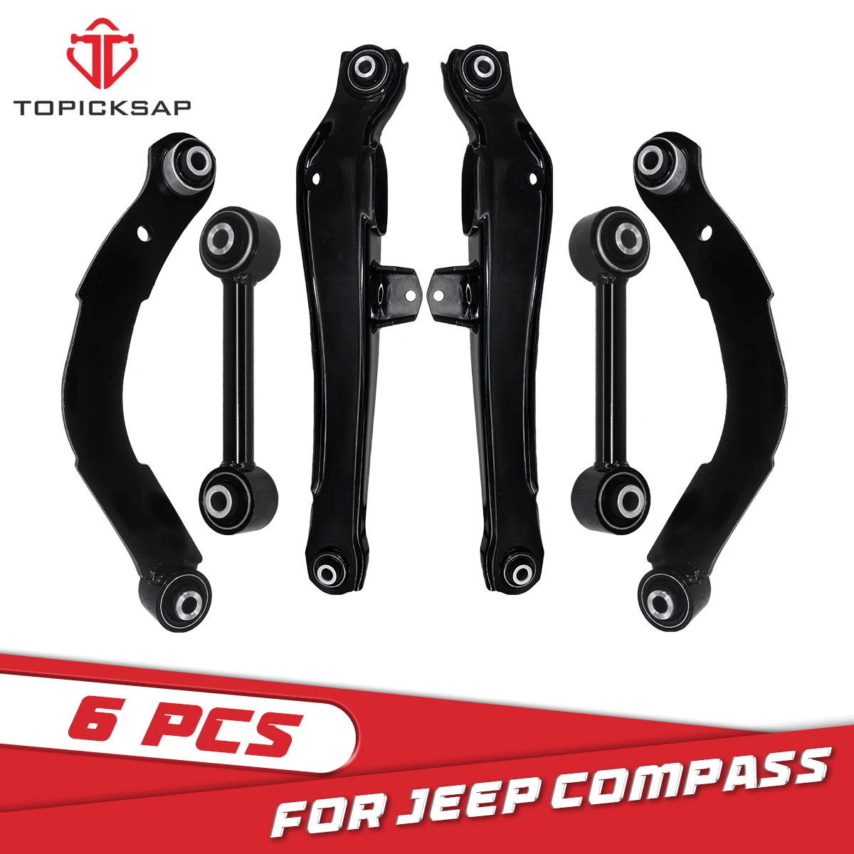 TOPICKSAP 6Pc Rear Upper&Lower Control Arms Rearward Lateral Links for Jeep Patriot Compass Dodge Caliber 2007 - 2017