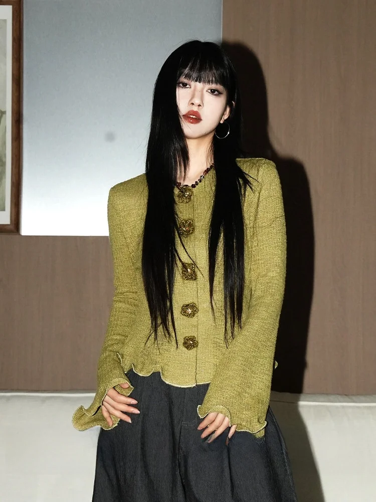 

Женский вязаный кардиган с цветочным узором, весенне-осенний, приталенный, с укороченной талией, из мягкой смесовой ткани (полиэстер)