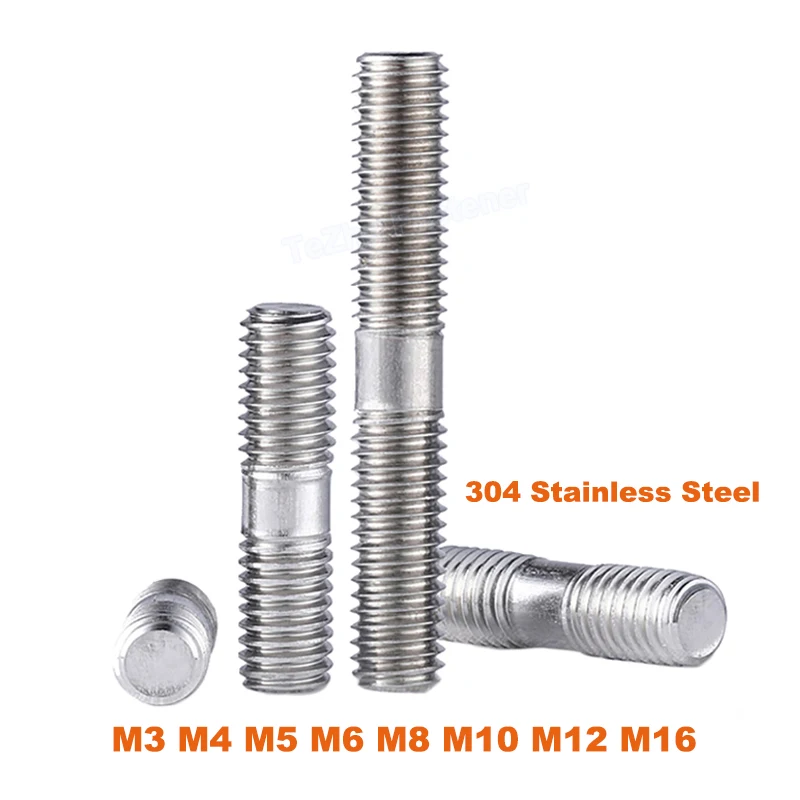 

Double End Thread Rod M3 M4 M5 M6 M8 M10 M12 M16 304 A2 Stainless Steel Stud Bolts Screw Rod Tooth Stick Dual Head Threaded Bar