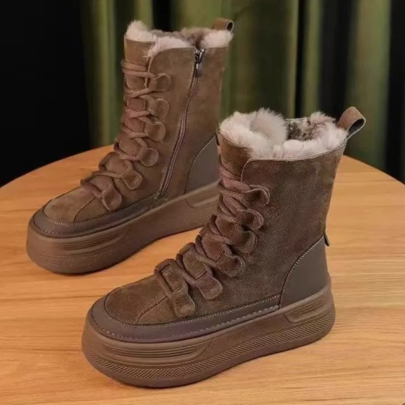 

Winter Women's Warm Plush Snow Boots High Quality Cold Proof Casual Suede Cotton Boots Women's Pu Leather Ankle Boot Botas Mujer