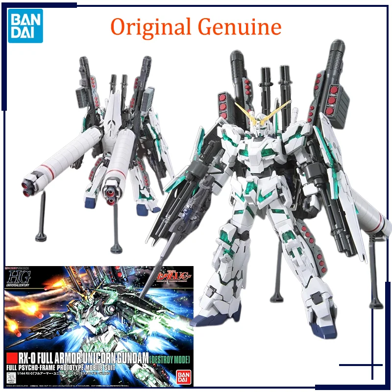 Original Genuine HGUC 1/144 RX-0 FULL ARMOR UNICORN GUNDAM DESTROY MODE Bandai Anime Model Toys Action Figure Gifts Collectible