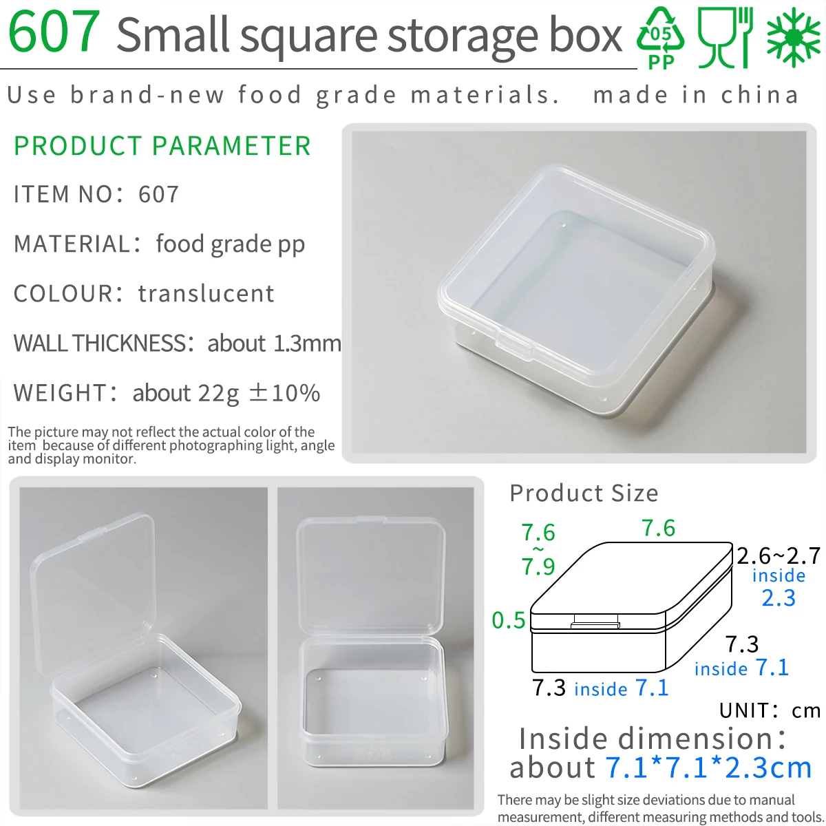 Small Square Storage Box Food Grade PP Transparent Mini Case Clear Plastic Jewelry Earrings Rings Beads Plastic Packaging Boxes