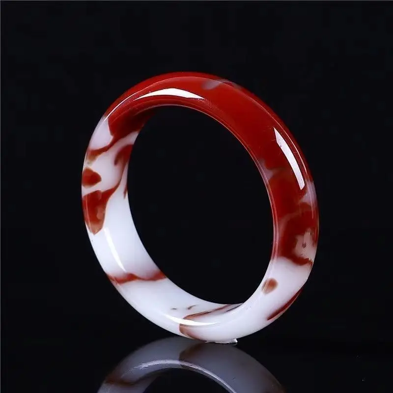 

Outer Mongolia Material Jade Bracelet Widened and Thickened Hetian Jade Gold Silk Jade Chicken Blood Floating Flower Gobi Jadeet