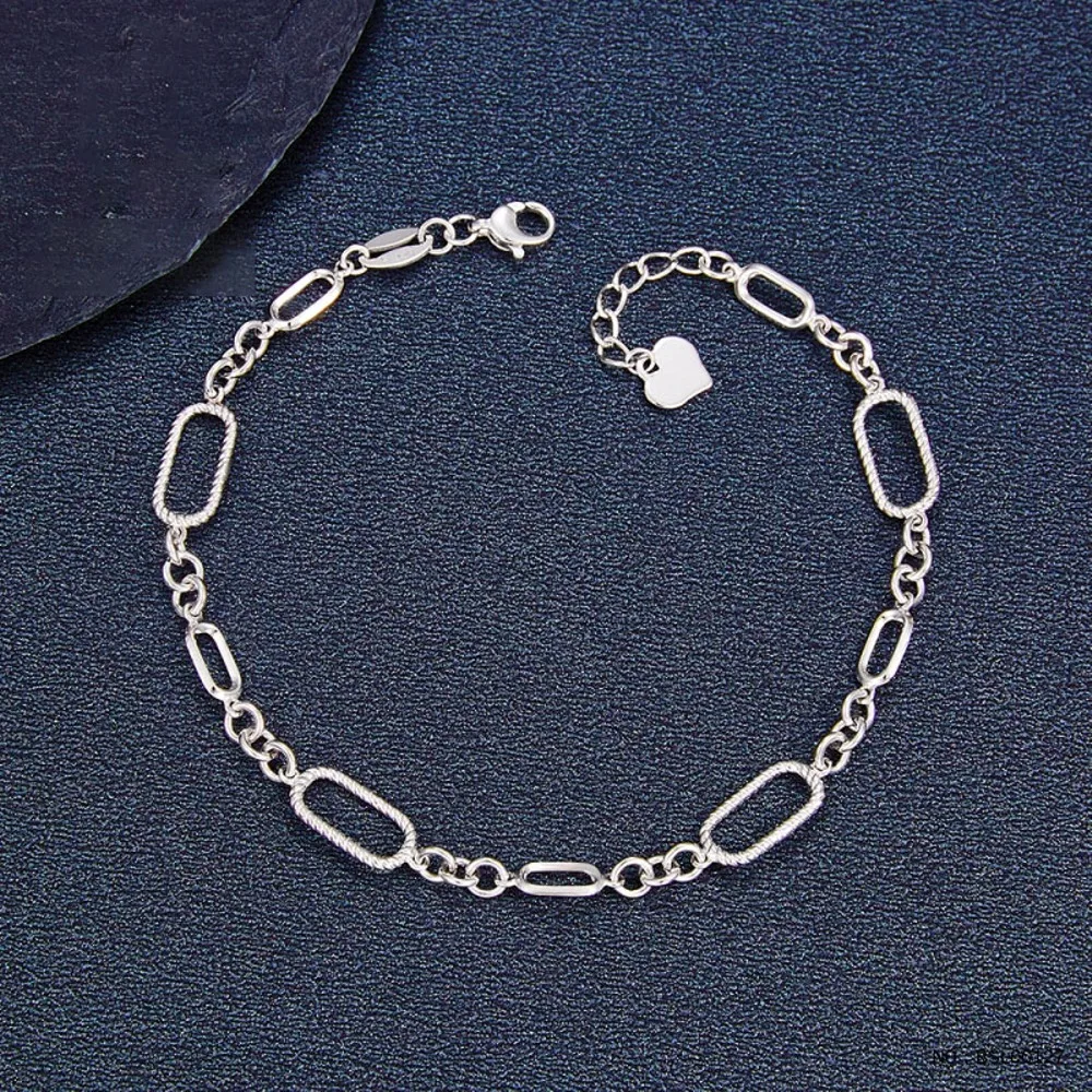 Real Pure Platinum 950 Chain Women Lucky Carved Twist Square Cable Link Bracelet 5.12-5.22g