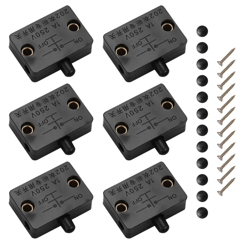 A47U 6Pcs Door Led Switch for Closet Light,Normally Closed Cabinet Electrical Lamp Switches,for Closet Pantry Cabinet Black