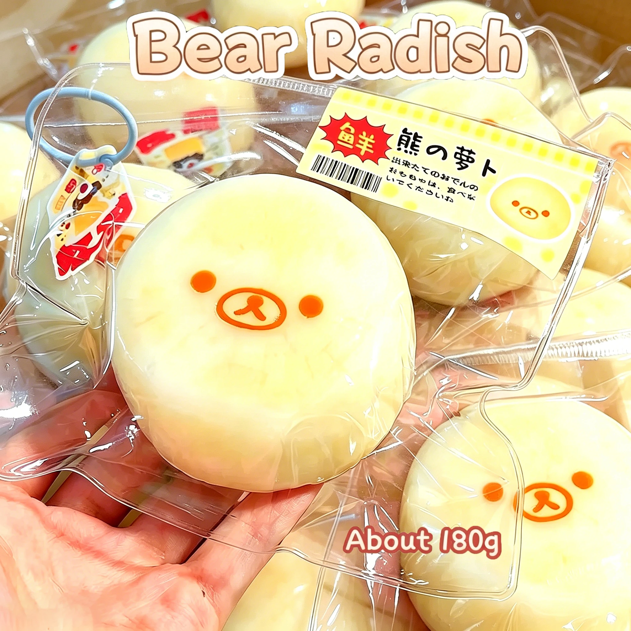 Kawaii Rilakkuma Round Bear Squishies Slow Rising Silicone Squeeze Toy Portable Keychain Stress Relief Fidget Toy Cute Gift.