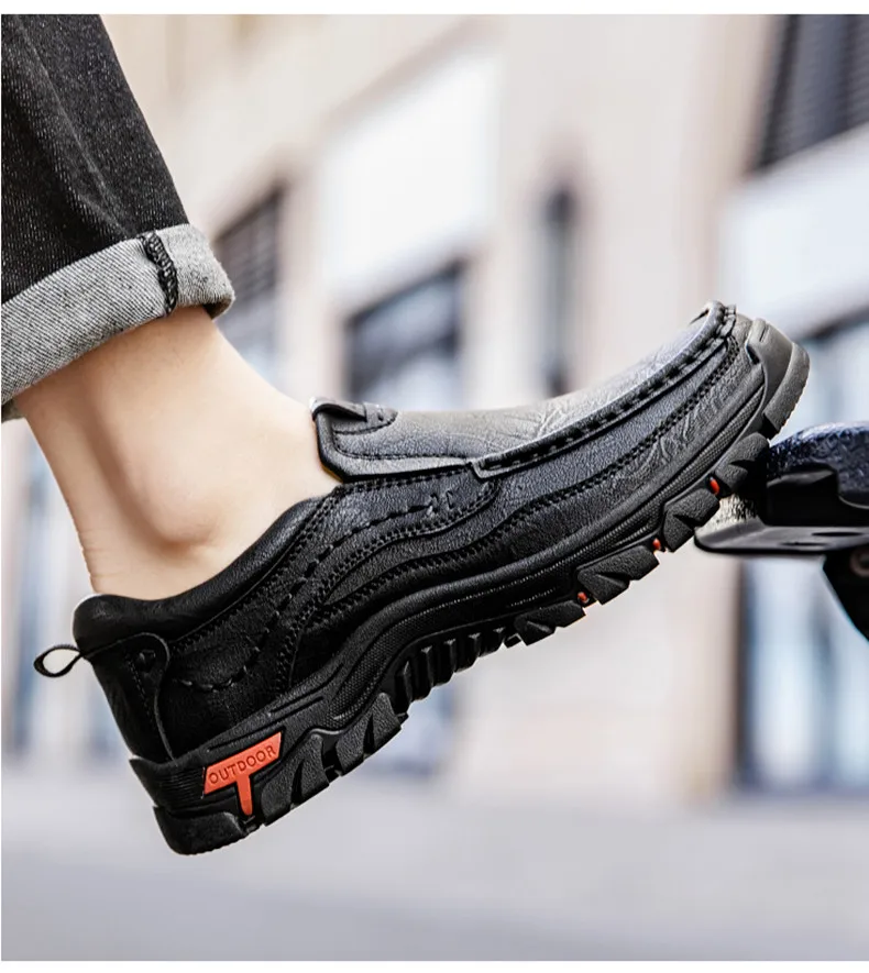 Neue handgefertigte Lederschuhe für Herren, Outdoor-Slipper, lässige Herrenschuhe, modische flache Herren-Fahrschuhe, Mokassins, Wanderschuhe – Detail 11